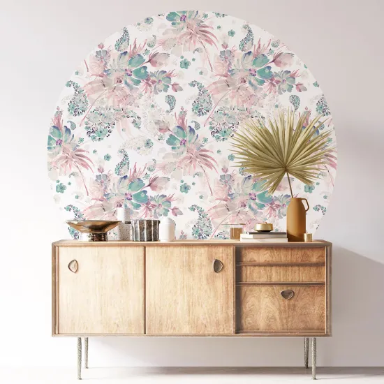 Stickers rond / cercle - Motif floral