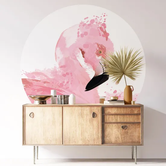 Stickers rond / cercle - Flamant rose