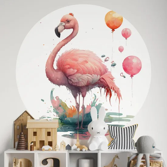 Stickers rond / cercle Enfants - Flamant rose