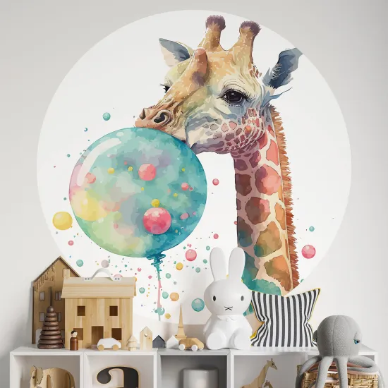 Stickers rond / cercle Enfants - Girafe bulle