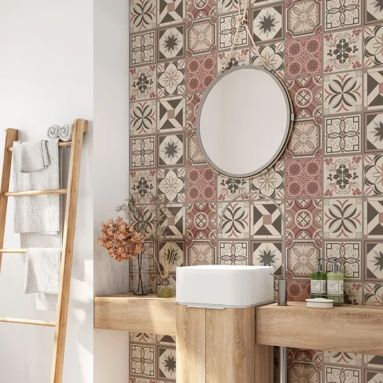 Crédence adhésive salle de bain - Motif carreaux de ciment