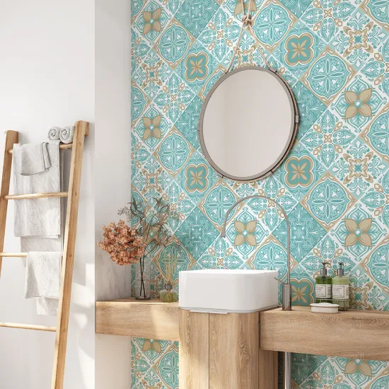 Crédence adhésive salle de bain - Motif carreaux de ciment