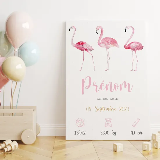 Tableau toile de naissance - Flamants roses