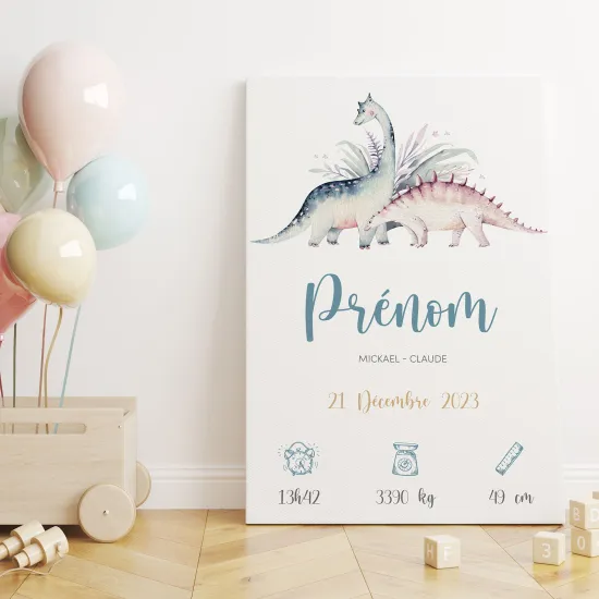 Tableau toile de naissance - Dinosaures