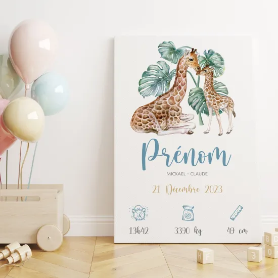 Tableau toile de naissance - Girafes