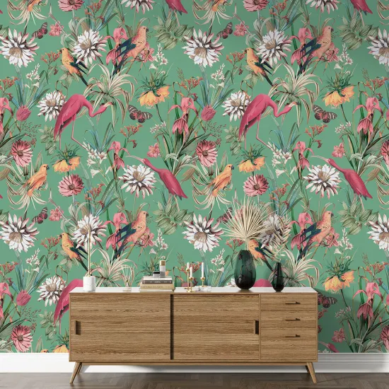 Papier peint motif XL - Fleurs Oiseaux