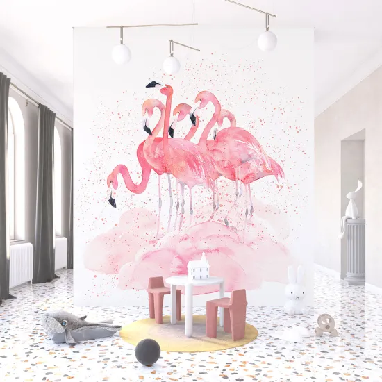 Papier peint panoramique Enfants - Flamants roses