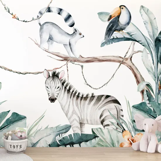 Papier peint panoramique Enfants - Animaux de la Jungle