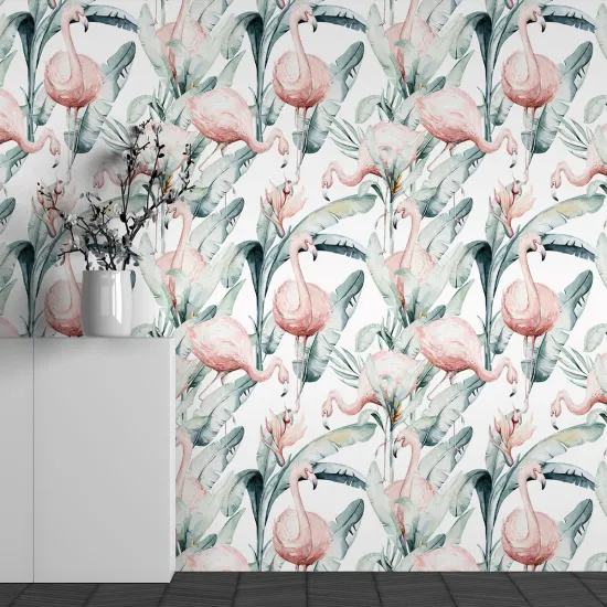 Papier peint panoramique Enfants - Motif Flamants roses