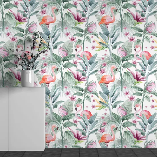 Papier peint panoramique Enfants - Motif Flamants roses