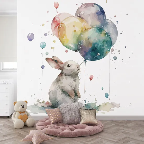 Papier peint panoramique Enfants - Lapin Ballons