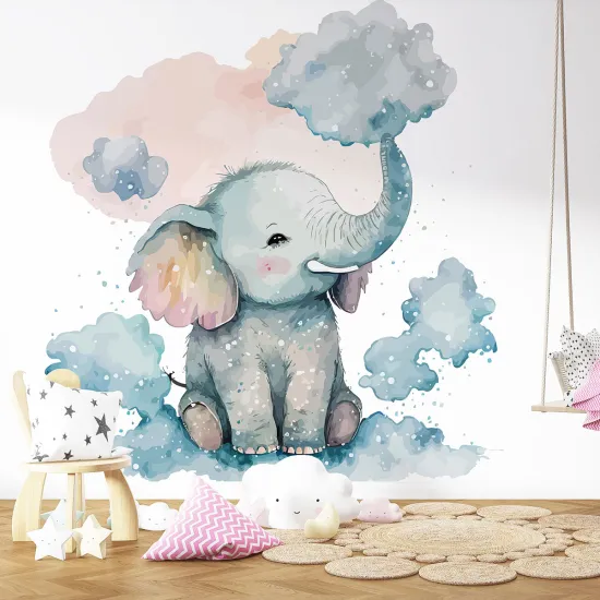 Papier peint panoramique Enfants - Éléphant nuages