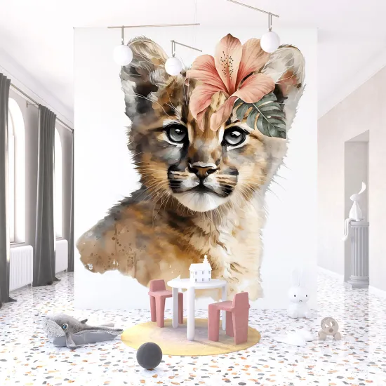 Papier peint panoramique Enfants - Puma Fleurs