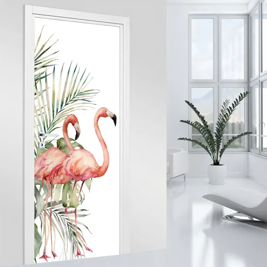 Stickers pour porte - Flamants roses