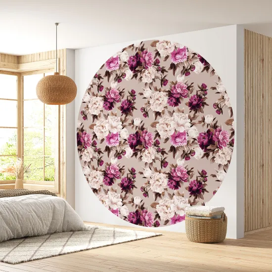 Papier peint rond / cercle - Motif floral - 009