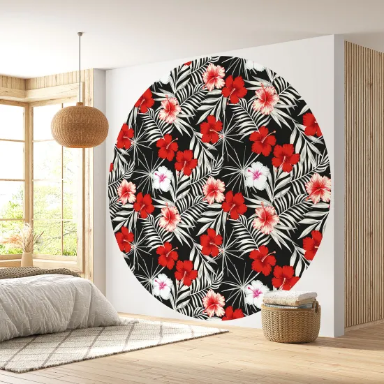 Papier peint rond / cercle - Motif Floral - 075