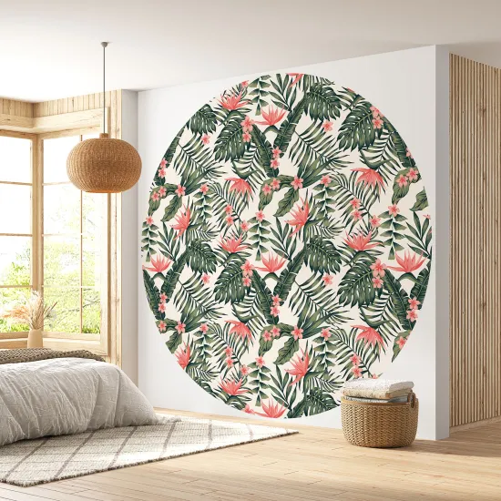 Papier peint rond / cercle - Motif botanique - 077