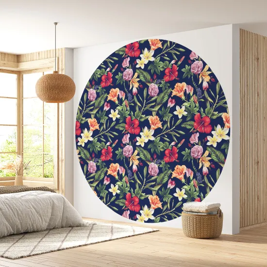 Papier peint rond / cercle - Motif floral - 101