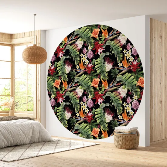 Papier peint rond / cercle -  Motif floral - 109