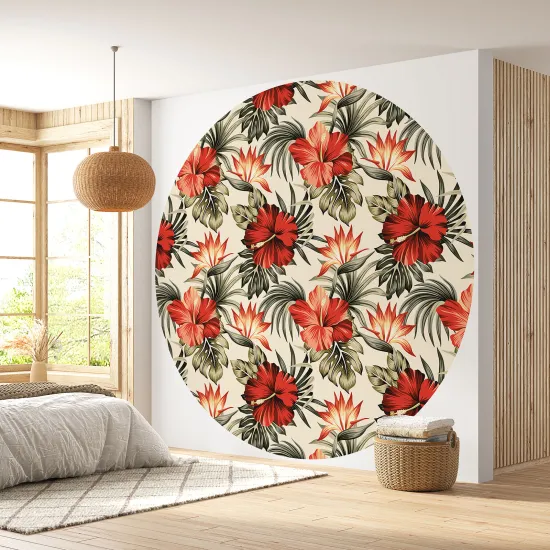 Papier peint rond / cercle - Motif floral - 127