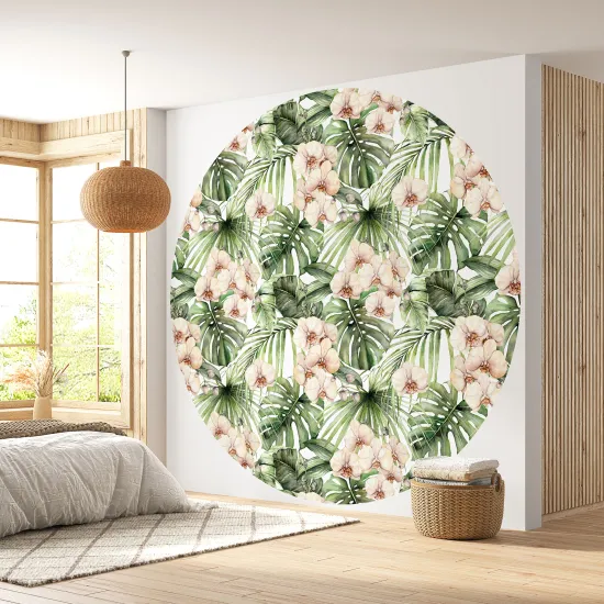 Papier peint rond / cercle - Motif floral - 276