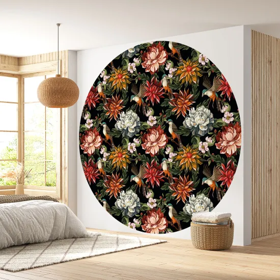 Papier peint rond / cercle - Motif floral - 320