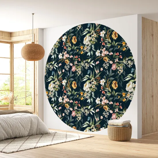 Papier peint rond / cercle - Motif floral - 379