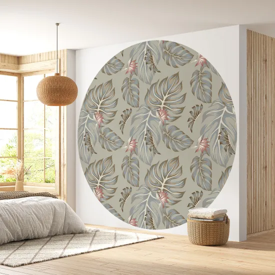 Papier peint rond / cercle - Motif botanique - 390