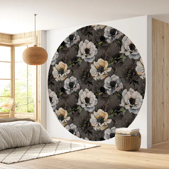 Papier peint rond / cercle - Motif floral - 405