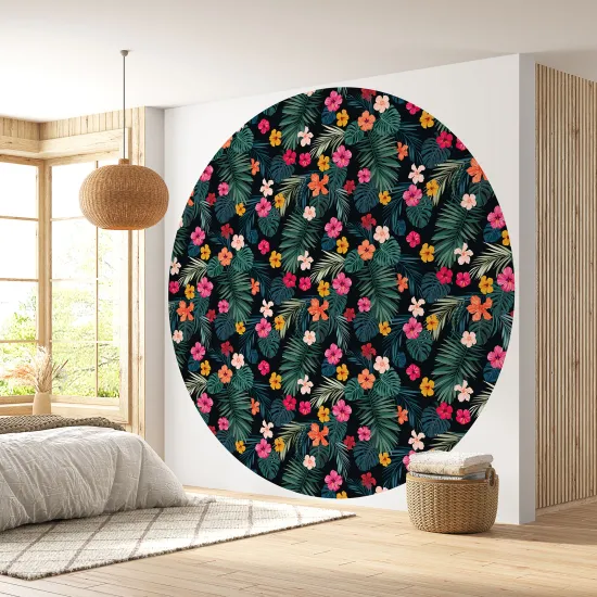 Papier peint rond / cercle - Motif floral - 476