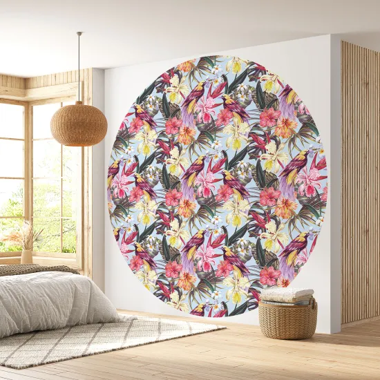 Papier peint rond / cercle - Motif floral - 487