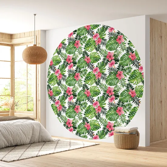 Papier peint rond / cercle - Motif floral - 490