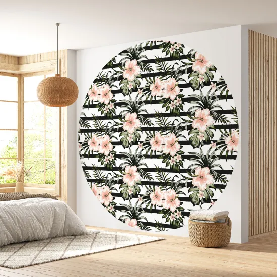 Papier peint rond / cercle - Motif floral - 509