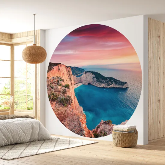 Papier peint rond / cercle - Plage Navagio Grèce