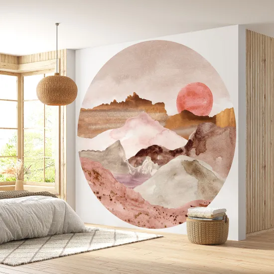 Papier peint rond / cercle - Paysage boho