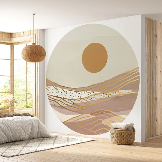 Papier peint rond / cercle - Paysage boho