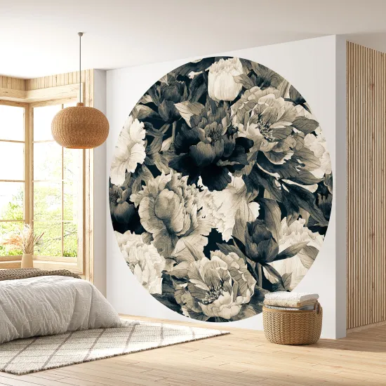 Papier peint rond / cercle - Motif floral