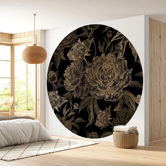 Papier peint rond / cercle - Motif floral