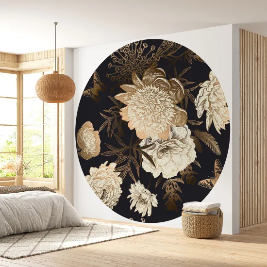 Papier peint rond / cercle - Motif floral