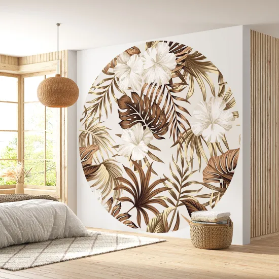 Papier peint rond / cercle - Motif floral