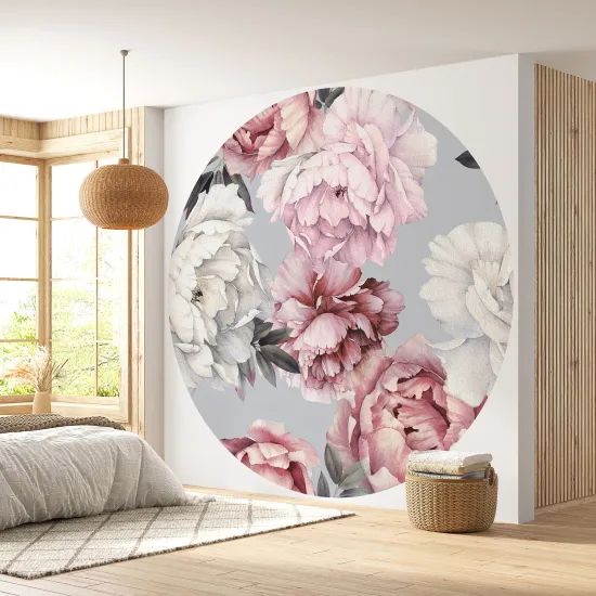 Papier peint rond / cercle - Motif floral