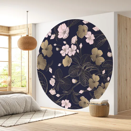 Papier peint rond / cercle - Motif floral