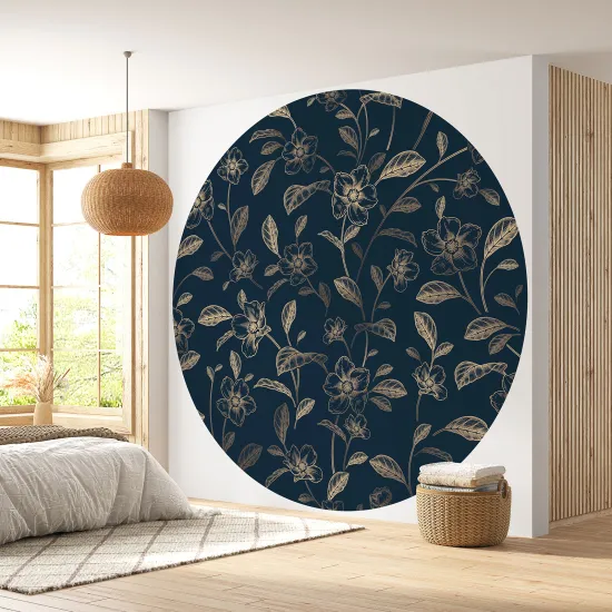 Papier peint rond / cercle - Motif floral