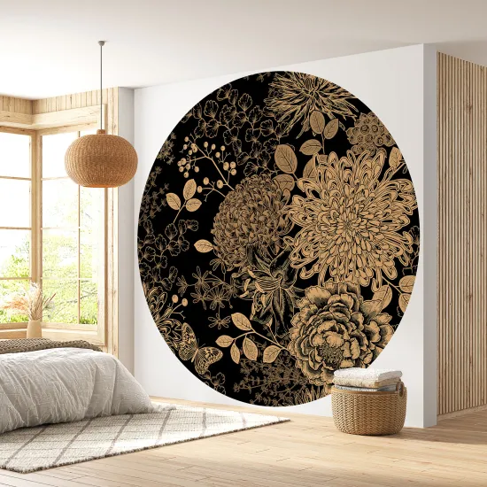 Papier peint rond / cercle - Motif floral