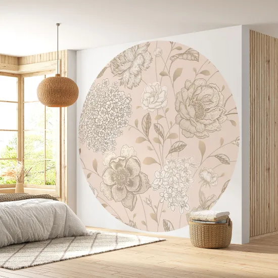 Papier peint rond / cercle - Motif floral