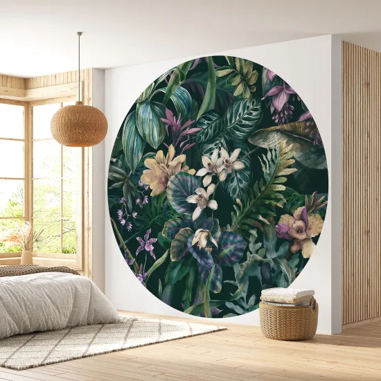 Papier peint rond / cercle - Motif floral