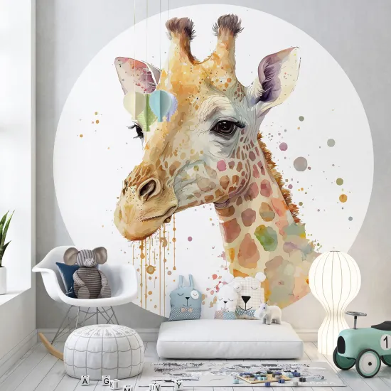 Papier peint rond / cercle Enfants - Girafe - 1370