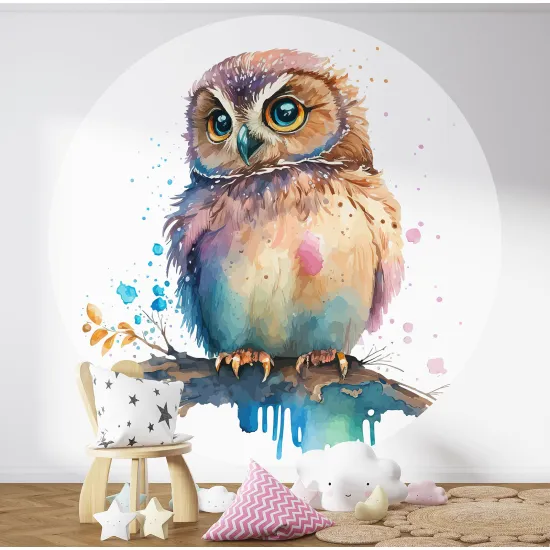 Papier peint rond / cercle Enfants - Hibou