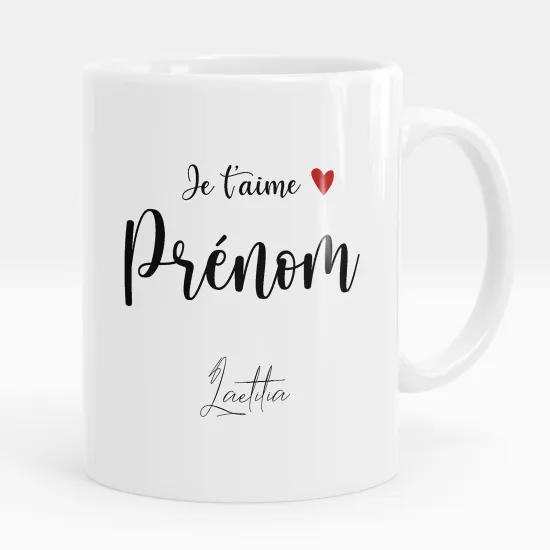 Mug - Tasse personnalisée - Je t'aime prénom