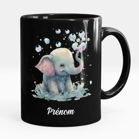 Mug - Tasse personnalisée Noir intégral - Éléphant